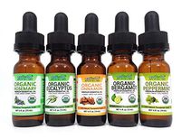 Organic Essential Oil Set - Eucalyptus - Peppermint - Bergamot - Cinnamon - Rosemary - Therapeutic Grade - Aromatherapy - With Glass Dropper