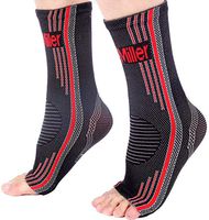 Doc Miller Premium Ankle Brace Compression Support Sleeve Socks for Swollen Foot Plantar Fasciitis Achilles Tendonitis, Use as Injury Support Recovery Eases Pain Swelling 1 Pair (Red, Medium)