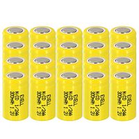 20x Exell 1/2AA NiCD 300mAh 1.2V Flat top Rechargeable Battery