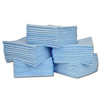 16" x 16" Economy All Purpose Microfiber Towels - 50 Pack | Large | No Fraying | High Density Microfiber | Chemical Free Cleaner | Long-Lasting (Blue)