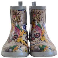 Anuschka Women's Ankle Rain Boot | Handmade Waterproof Natural Rubber | Memory Foam Insole | Calaveras de Azúcar | 7 M US