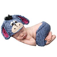 Memorz Newborn Infant Girl Boy Crochet Knit Costume Dog Photo Outfits Clothes Cap Prop (Dark Blue)
