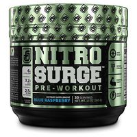 NITROSURGE Pre Workout Supplement - Energy Booster, Instant Strength Gains, Clear Focus, Intense Pumps - Nitric Oxide Booster & Powerful Preworkout Energy Powder - 30 Servings, Blue Raspberry