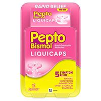 Pepto Bismol LiquiCaps Rapid Relief Nausea, Heartburn, Indigestion, Upset Stomach, Diarrhea, 12 Liquicaps