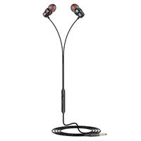 shlutesoy Blue and Red Metal Headphones, Heavy Bass Internal Control with Wheat Headphones for Mobile Phone with Copper Ring Black