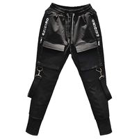 Corriee Mens Fashion Pencil Pants Men's Hip Hop Trousers with Pockets Male Cool Streetwear Bottom Black