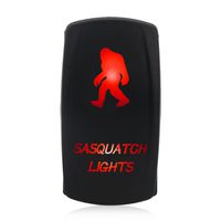 WATERWICH Sasquatch Lights Illuminated Rocker Toggle Switch Waterproof Black Shell/ON-Off DC 20A 12V/10A 24V 5pin/SPST Toggle Rocker Switch for Auto Truck Boat Marine RV Off Road (Red)