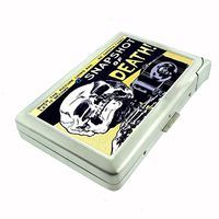 Perfection In Style Metal Cigarette Case with Built in Lighter Vintage Monsters Design 006