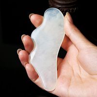 Face Gua Sha Scraping Massage Tool - Hand Made Natural Jade Ocular Guasha Board -Reduce Muscles Soreness,Relax Joints,Trigger Point,Anti Aging, Exfoliation, Puffiness, Lifting and Tightening