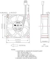 New Everflow R127025BU 12VDC 0.4A 70x70x25mm 4-Pin Connector Cooling Fan