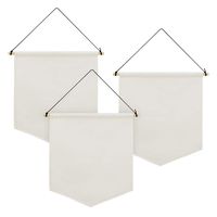 Farram 3 Pieces Blank Pin Wall Banner White Canvas Pennant with Wood Stick for Display Badge,Buttons,Lapel Collections