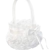 Lothver Satin Wedding Flower Girl Basket Romantic Cute Double Bow Decor Ivory
