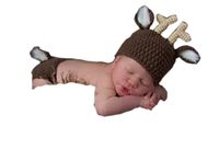 Pinbo Newborn Baby Photography Prop Crochet Knitted Animal Deer Hat Diaper