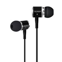 Super Bass Stereo Metal In-Ear Headphones Noise Cancelling Earphones Hifi Sound Earbud Fashion Design Headsets with Mic and In-line Control (Black)