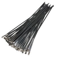 Water & Wood New 45Pcs (SS) Stainless Steel PVC Coated Self Locking Cable Strap Hoops ties Zip tie cables 11.8" LONG