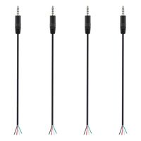 Fancasee (4 Pack) Replacement 3.5mm Male Plug to Bare Wire Open End TRRS 4 Pole Stereo 1/8" 3.5mm Plug Jack Connector Audio Cable for Headphone Headset Earphone Microphone Cable Repair