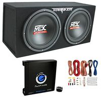 MTX TNE212D 12" 1200W Dual Loaded Car Subwoofers + Box + Planet 1500W Amp + Kit