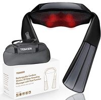 TENKER Shiatsu Cordless Neck Back and Shoulder Massager with Heat -Adjustable Intensity, Rechargeable Use to Relieve Muscle Pain, with Portable Handbag