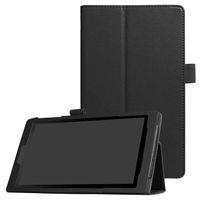 Iusun for Amazon Kindle Fire HD 8'' 8thTablet Case,Lightweight Shockproof Case Cover Hybrid Rubber Trifold Stand PU+Leather Magnetic Solid Protective Shell/Skin (Black)