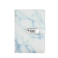 Whiidoom Marble Journal Writing Notebooks with Combination Lock Personal Travel Diary Office Notepad (Blue)