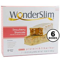 WonderSlim Low-Carb 15g Protein Diet Bar - Strawberry Shortcake - High Fiber Weight Loss Snack Bar - Gluten Free 6 Boxes Value Pack (Save 15%)