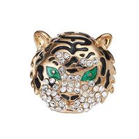 Lovely Rhinestone Tiger Head Animal Shape Brooch Lapel Pin Fashion Jewelry Gift Creation Party Girls Girl Jewerly Design Womans Women Accesories Styling