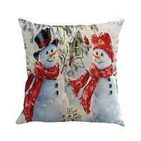 Christmas Snowman Throw Pillow Cover, Christmas Series Cushion Cover Case Pillow Custom Zippered Square Pillowcase, Holiday Season Decorations for Winter Couch Cushions 18 x 18 (C)