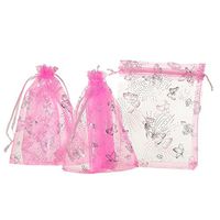 Tovip Wholesale 100PCS Organza Bag Butterfly Design Wedding Pouches Jewelry Packaging Bags (Pink, 3.5x4.5 (9x12cm))