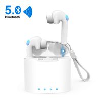True Wireless Earbuds Bluetooth 5.0 Headphones Hi-Fi Stereo Headset 16H Music Time with Light Weight Portable Charging Case Built-in Microphone for iPhone Android White