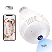 Light Bulb Camera, 360 Degree VR WiFi Panoramic Camera 1080p Wireless Fisheye Security IP Camera for Home Baby Pet Monitor Remote Viewing with IR Night Vision, Two-Way Audio, Motion Detection - 2.4GHz