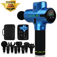 Massage Gun | Handheld Shiatsu Deep Tissue Percussion Full Body Muscle Calf Back Neck Foot Massager | Heart Rate, Temp, and Calories Monitor | Longest Lasting 5200Mah Battery (Blue/No Stand)