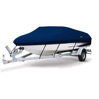 MSC Heavy Duty 600D Marine Grade Polyester Canvas Trailerable Waterproof Boat Cover,Fits V-Hull,Tri-Hull, Runabout Boat Cover (Navy, Model E - Length:20'-22' Beam Width: up to 100")