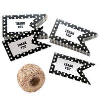 100Pcs Thank You Gift Tags with Twine - Black and White Paper Gift Tags - Swallowtail Party Favor Tags for Wedding, Business, Birthday, Shower (Polka Dots)