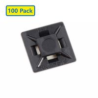 Self Adhesive Cable Tie Mounts - 3M Strongly Adhesive-Backed Zip Tie Base Holders for Home, Office Cable Wire Management(21mm x 21mm, Black, 100pack)
