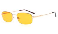Eyekepper 97% Blue Light Blocking Readers-Half Rim Better Sleep Computer Reading Glasses-Memory Titanium Men Women, Dark Orange Tinted Lens(Gold, 1.50)