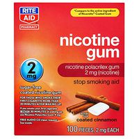 Rite Aid Nicotine Gum, Coated Cinnamon Flavor, 2 mg - 100 Count | Quit Smoking Aid | Nicotine Replacement Gum
