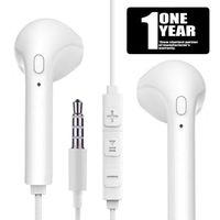 Headphones, Earphones with Microphone, Noise Cancelling Earbuds with Volume Control Compatible with All Phones Tablets MP3 Laptops Desktops with 3.5 Audio Jack - White