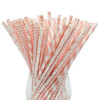 AimtoHome Paper Straws, Biodegradable Paper Drinking Straws for Parties,Birthday,Baby Shower,Marriage,Engagement,Table Decoration,Carnivals and Celebrations, Pink Straws, Pack of 100
