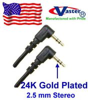 3 Pcs/Pack, 1.5ft stereo cable, 24k 2.5mm stereo patch cable - angled male to male