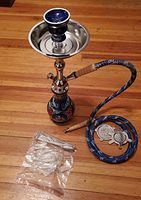 17" Ed Hardy Hookah Nargile Hookah Pipe + FREE COALS! [Blue]