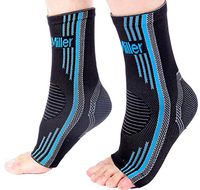 Doc Miller Ankle Brace Compression - 1 Pair Support Men Women Best Foot Sleeve Achilles Tendonitis Plantar Fasciitis Arthritis Fracture Reduces Swelling Pain Relief Orthopedic Stabilizer (Blue, M)
