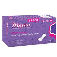 Maxim Ultrathin Contour Cotton Organic Panty Liners, Lite, 105ct, No Chlorine/Dioxin/Chemical/SAP, FDA/ICEA Approved, Biodegradable Breathable Hypoallergenic, Thin Panty Liners, 3 Packs of 35