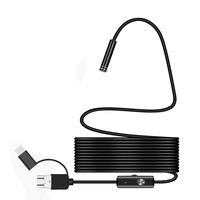 5.5mm Android USB/Type-C 3 in1 Endoscope, Ximandi Waterproof Borescope Inspection Camera CMOS HD Snake Camera with 6 Adjustable Led Lights,Black(1-5m) (5m)