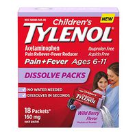 Children's Tylenol Dissolve Powder Packets with 160 mg Acetaminophen, Wild Berry, 18 ct