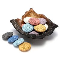 Top Plaza Lava Rock Gemstone Aromatherapy Essential Oil Diffuser Set - Irregular Shape Ceramic Incense Burner/Ware/Holder/Bowl With 14Pcs Round Lava Stone Beads