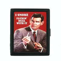 I Smoke; Deal With It, Rude!!! Metal Cigarette Case Holder Box D-057