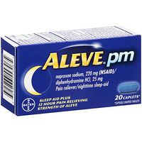 Aleve PM Caplets, Naproxen Sodium 220 mg (NSAID)/diphenhydramine HCl 25 mg, Pain Reliever/Nighttime Sleep-Aid, Non-Habit Forming, 20 Count