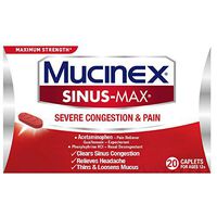 Mucinex Sinus-Max Severe Congestion Relief Caplets, 20 Count (Pack of 2)