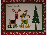 6 Glittered Deerist Friends Reindeers Note Cards Envelopes