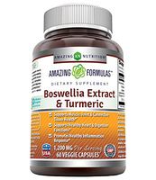 Amazing Formulas Boswellia Extract & Turmeric 1200mg per Serving Veggie Capsules-Supports Muscle,Joint & Connective Tissue Health,Heart & Digestive Function(60 Count) (Non GMO,Gluten Free)